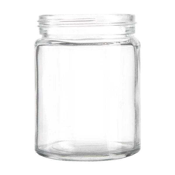 18oz Standard Glass Jar - Black Plastic Screw Lid - 24pc Case