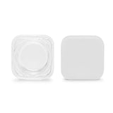 9ml Cube Glass Shoulderless Screw Top Jars w/ Child Resistant Lid (Clear Glass, White Lid)